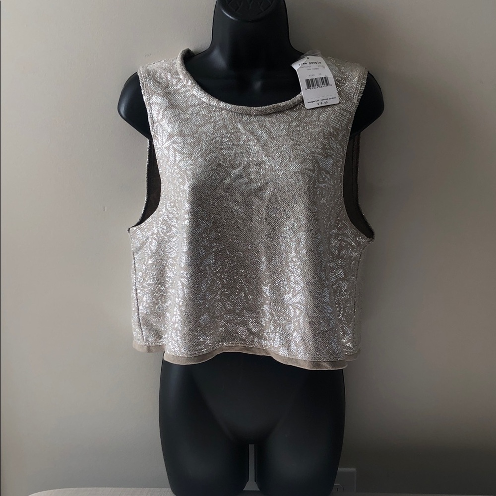 Free People Tan Combo Blouse